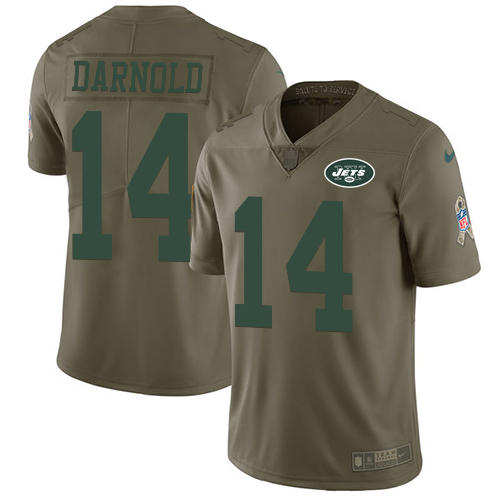 Nike Jets #14 Sam Darnold Olive Men's Stitched NFL Limited Salute To Service Jersey